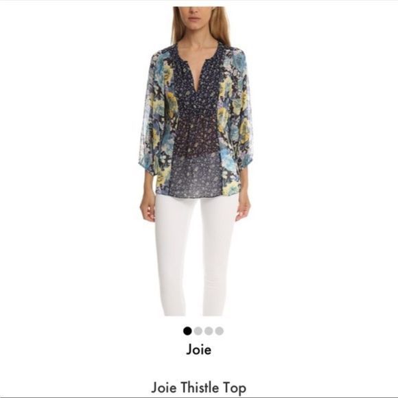 NEW Joie Thistle 100% Silk OVERSIZED (may fit to L) Floral Navy Blouse — SZ M - Picture 9 of 10